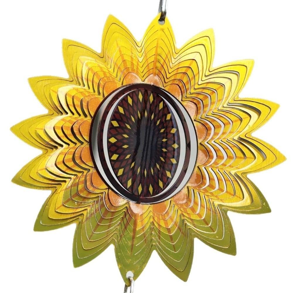 3D Mandala Wind Chime Vibrant Color Butterfly Butterfly Wind Spinner Four-leaf Clover Stainless Steel Flower Rotating Pendant