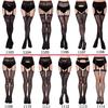 Elegant Black Fishnet Jacquard Garter Pantyhose