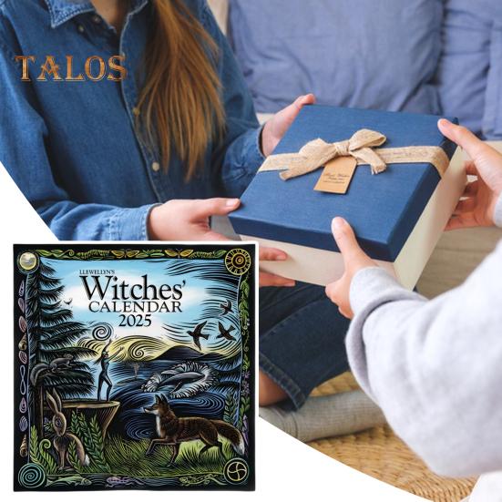 Календарь ведьм 2025 года, настенный календарь в стиле ретро, вдохновленный колдовством, календарь фаз Луны с астрономическим руководством для магических ритуалов