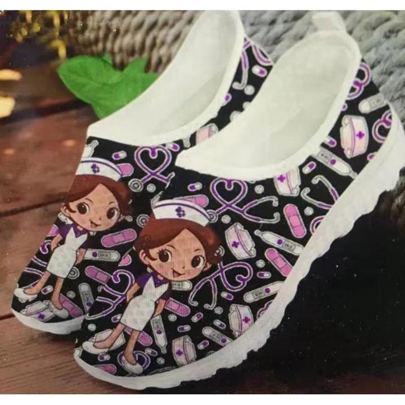 Rimocy обувь для медсестер, женские дышащие кроссовки с принтом, женские легкие слипоны, нескользящая обувь на плоской подошве, женская повседневная спортивная обувь с мягкой подошвой