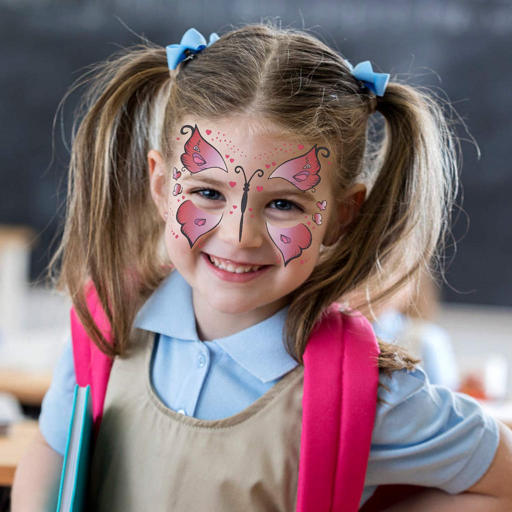 Набор из 10 шт. временных тату-наклеек на лицо с животными для детей, переводные водой, бабочка, панда, цветочные, наклейки для боди-арта, декор на Хэллоуин