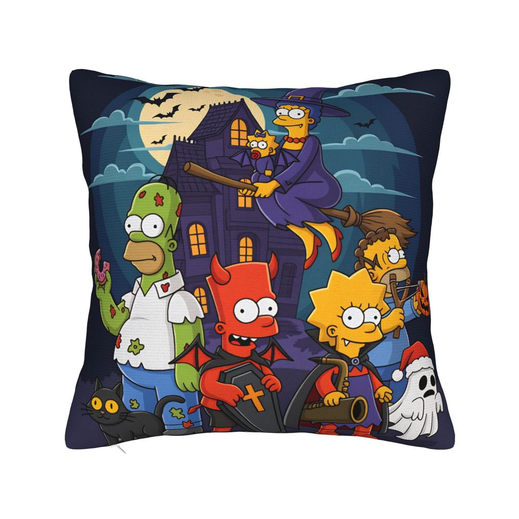 Pillow Cover SSimpsons Family Haunted House Halloween  Vintage Pillow Case For Sofa Bedroom Home Decor Pillowcases