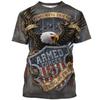 New Men's T Shirt Eagle Print Tops American Flag Graphic Short Sleeve Tees Oversized Punk Streetwear Fashion Mens Clothes
