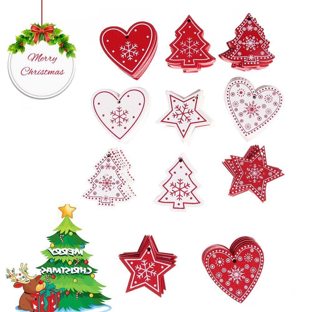 10pcs/set Festival Embellishment Decor Star Christmas Tree Ornament Party Supplies Wooden Tag