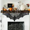 Fireplace Mantel Cobweb Tablecloth Lace Fireplace Mantle Cover Fashion Bat Table Runner  Halloween
