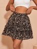 Rose Beauty A Базовые юбки Женские шорты Мини эластичные плиссированные юбки Леопардовый принт Оборка по низу A Расклешенная юбка
