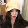 Rivet Ornament Short Brim Hat Solid Color Studded Beanie Slouchy Beret  Street Styling