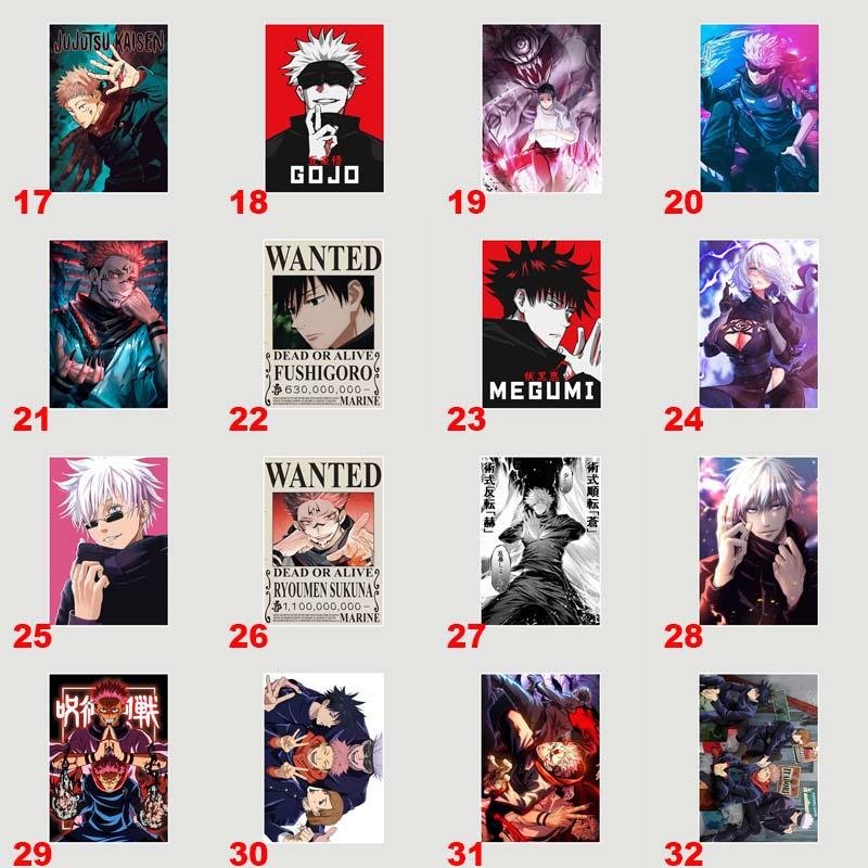 Белые бумажные постеры Jujutsu Kaisen, японские классические аниме-принты, украшение для дома, настенные наклейки, декор для гостиной, бара
