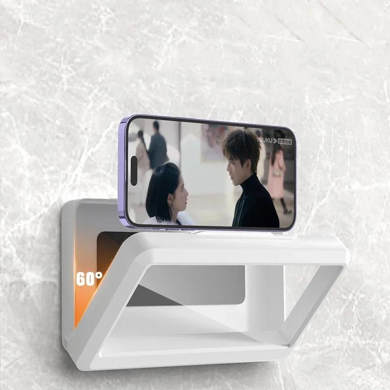 Многофункциональный держатель для мобильного телефона в ванной комнате, водонепроницаемый и защищенный от запотевания, без перфорации, вращающийся, с сенсорным экраном, подставка для мобильного телефона