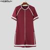 INCERUN Men Short Sleeve Stitching Fitted Jumpsuits Romper Bodysuits Pajamas Home Wear