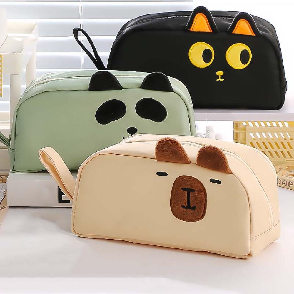 Desktop Organizer Cartoon Pencil Box Large Capacity Zipper Pencil Pouch Panda Pen Holder Office