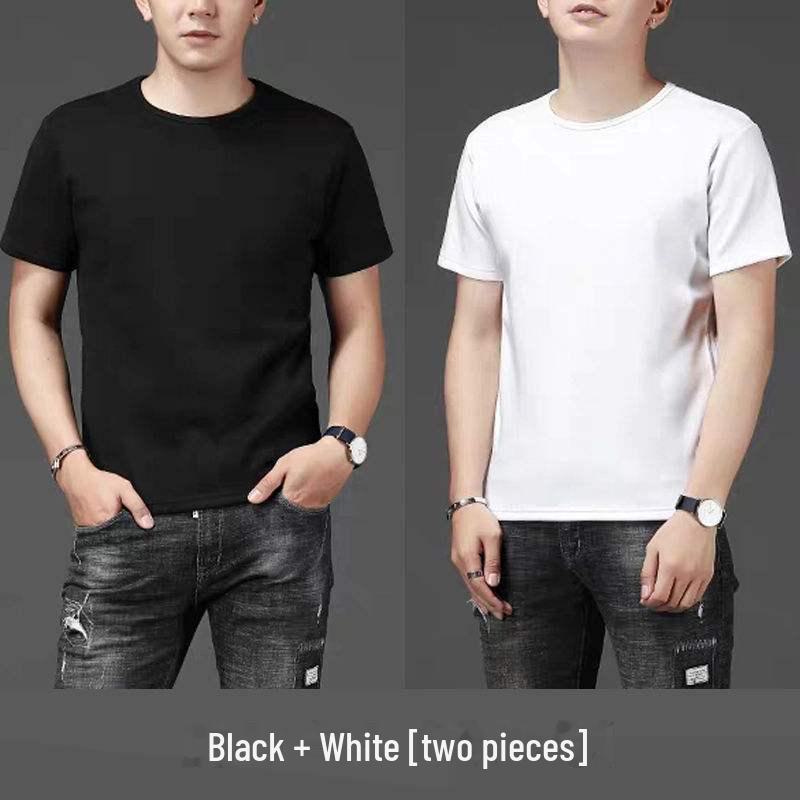 Мужская однотонная футболка для фитнеса - белая, с длинными и короткими рукавами