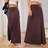 Women Maxi Skirt Elastic High Waist A-Line Long Skirt Solid Color Design
