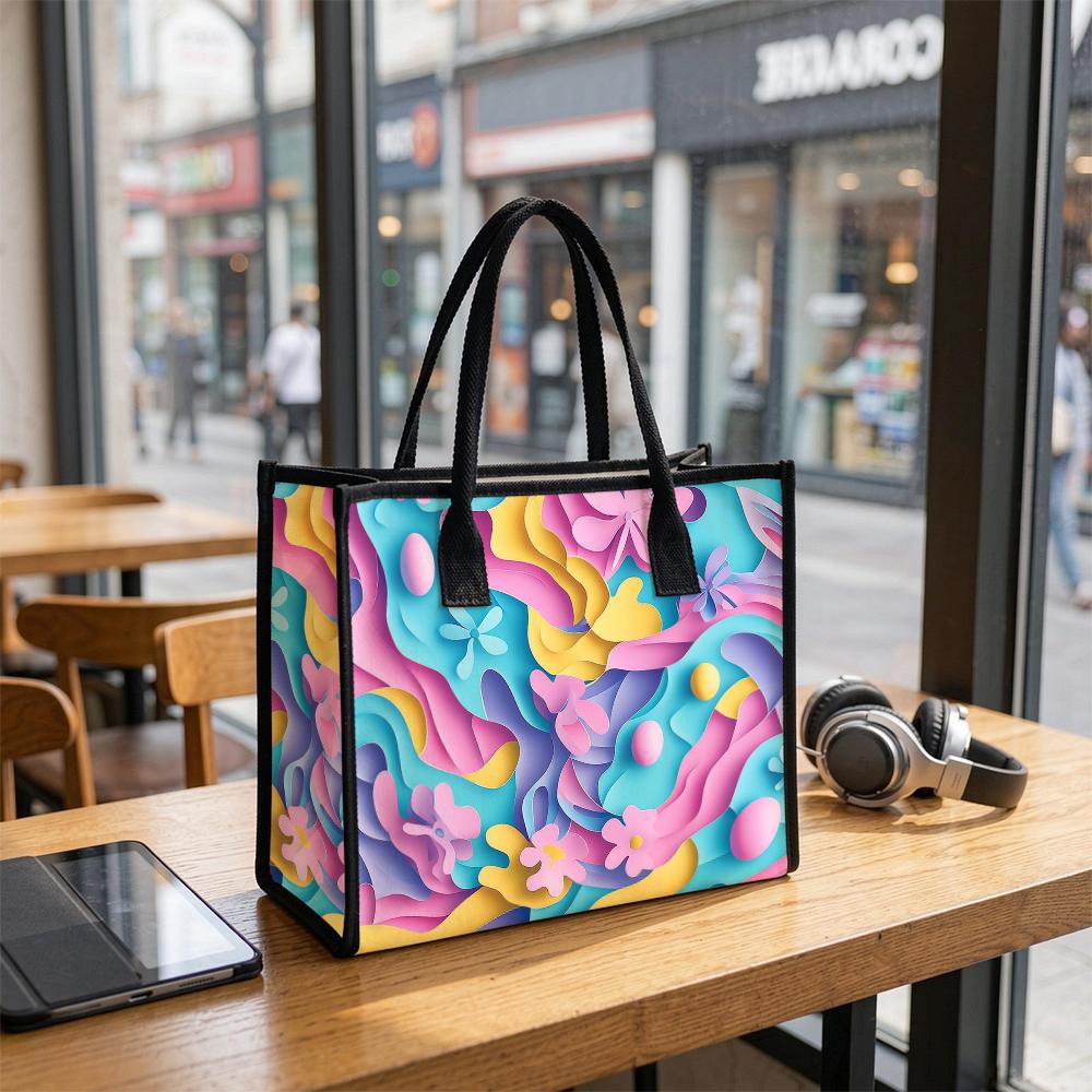 Colorful Floral Pattern Tote Bag Fashion Casual Large Capacity Daily Handbag for Women Shopping Travel Use