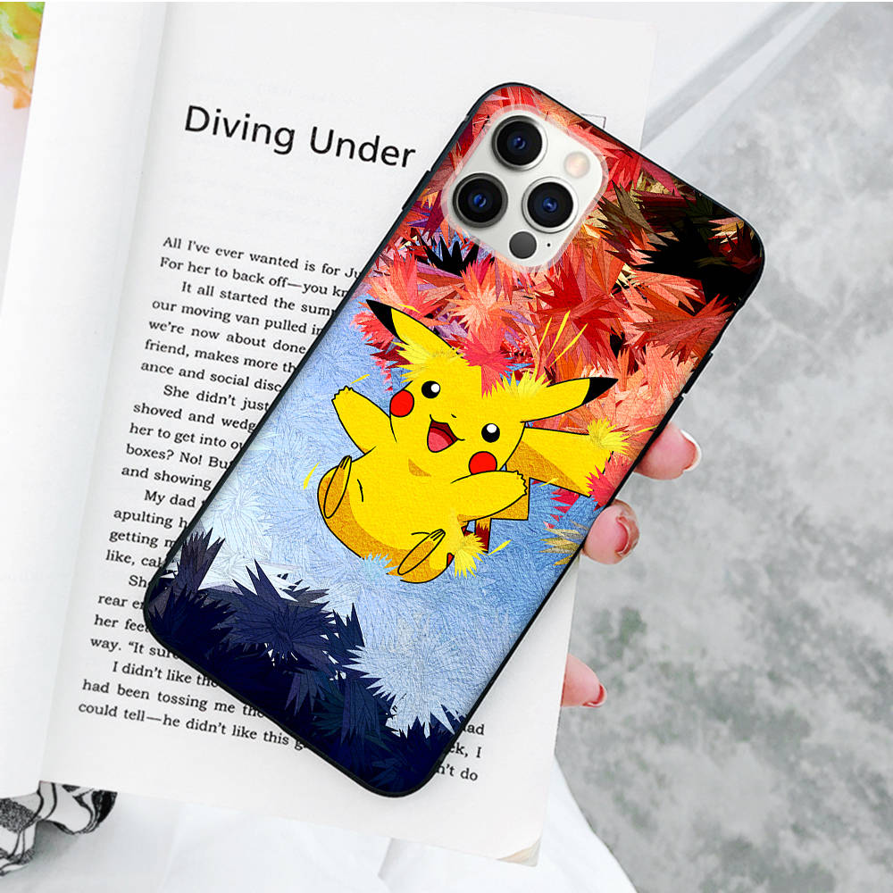 JP37 Pikachu Pokémon Black Soft Case for Xiaomi Poco X6 X4 M5 M6 F5 F6 C65 C55 C50 C51 C40 Pro Redmi 14C A3X 13C 12C 11T 10A 9C Note 7 6 8A Plus