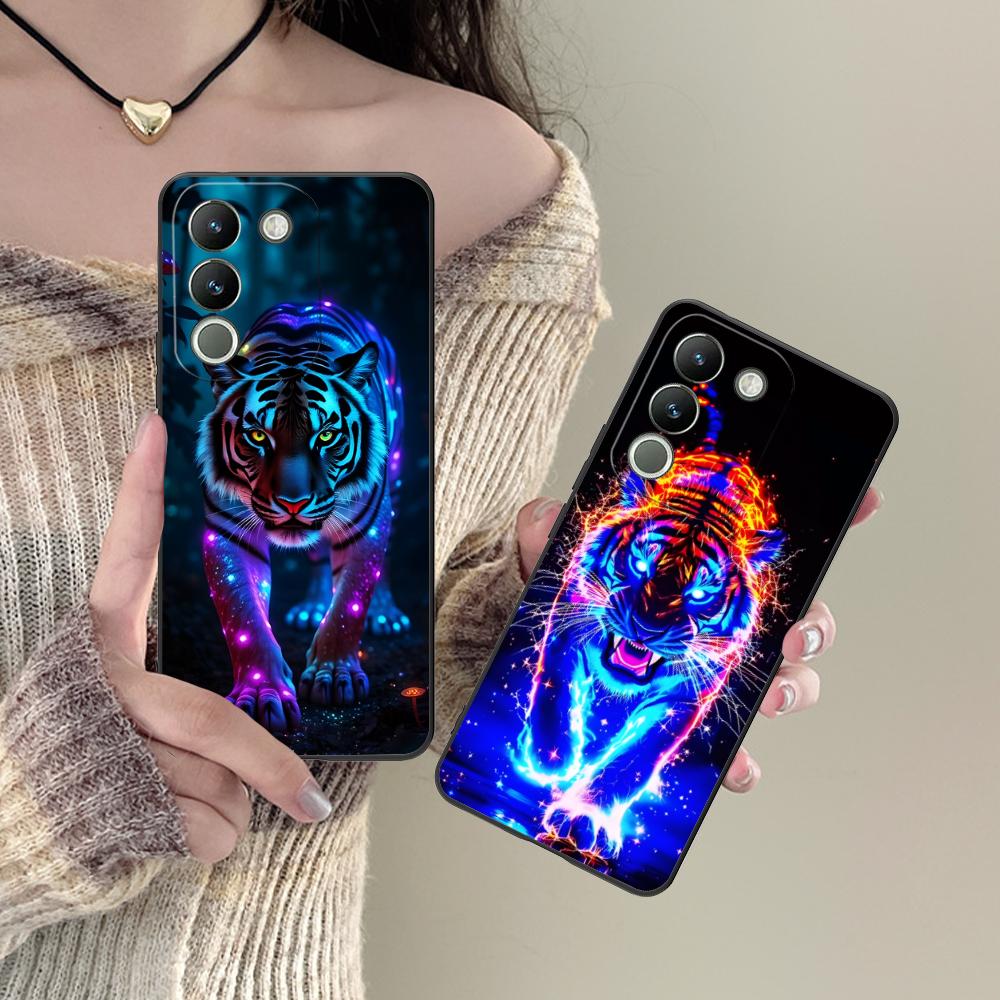 Неоновый чехол для мобильного телефона с тигром для VIVO V60 V50 V40 V30 V29 V27 V25 V23 Pro Lite 5G Цветной печатный чехол Чехол для смартфона