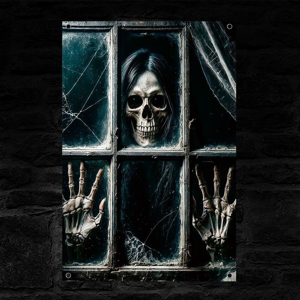Large Size Fake Window Banner Hanging Design Horror Hanging Cloth Home Decoration