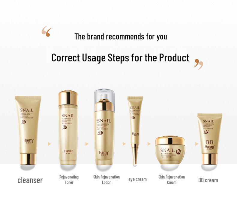 Шесть средств для ухода за кожей с муцином улитки: Подарочный набор: Увлажняющий и Восстанавливающий Лосьон и Крем