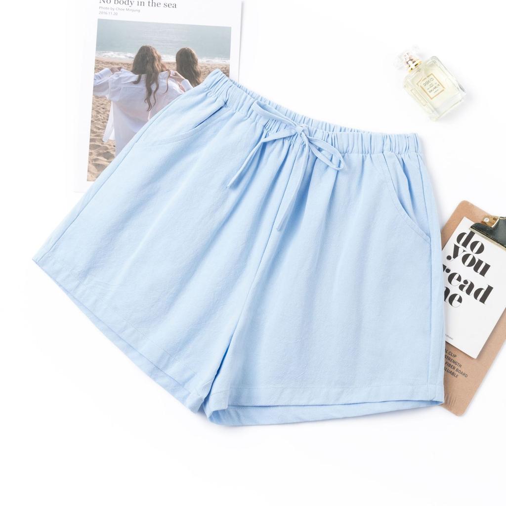 Spring and Summer New Cotton and Linen Shorts Women's Outer Wear Thin A- Shown Wide Leg High Waist Slimming Plus Size Loose Casual Shorts for Women
