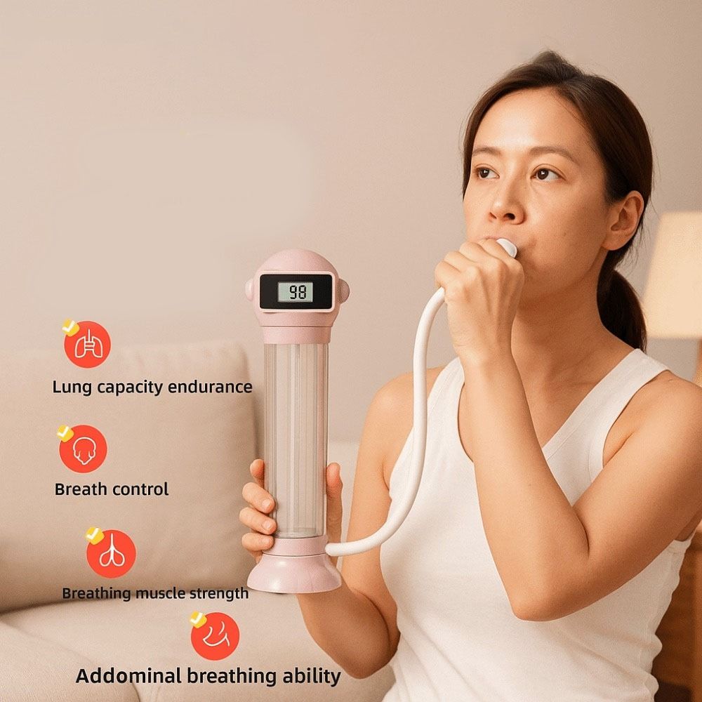 Adjustable Resistance Counted Breathing Dumbbell Lung Capacity Expander  Breathing Training Device
