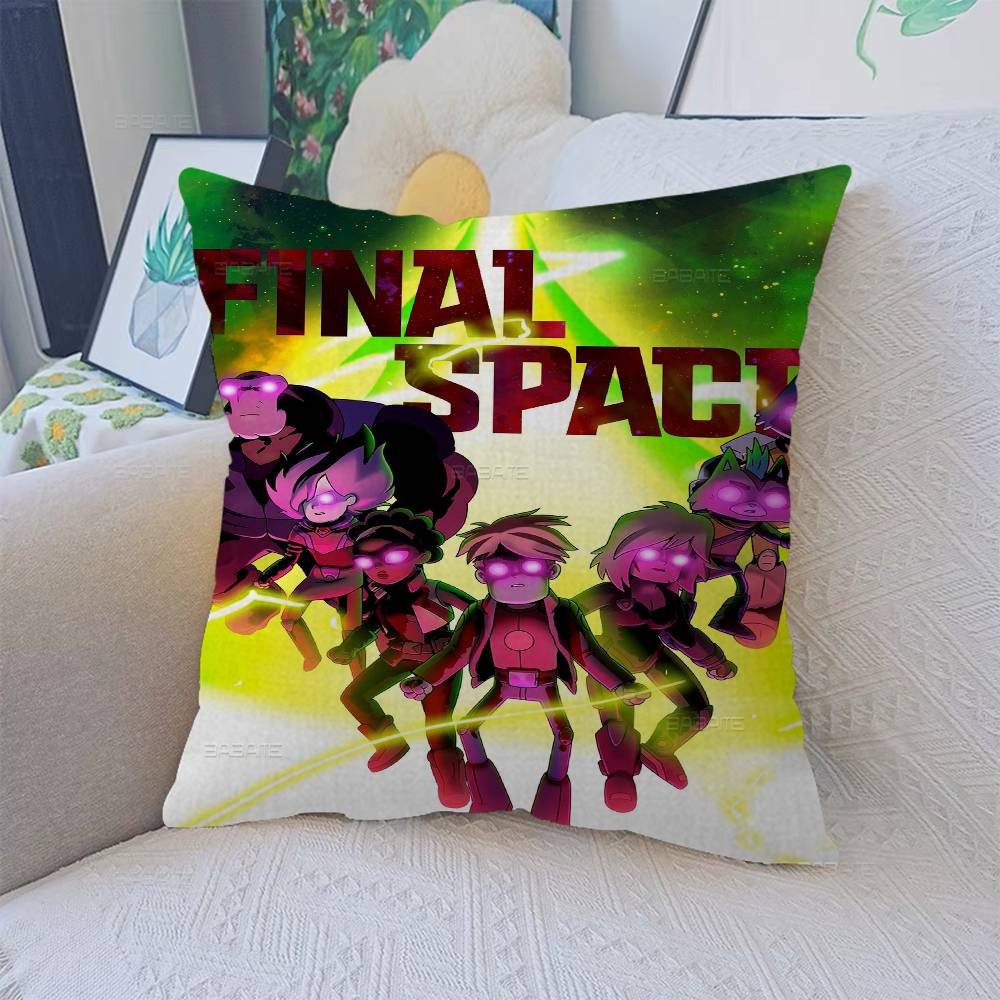 F-Final Space Cartoon Pillow Covers Cartoon Sofa Decorative Home Double-sided Printing Short Plush Cute Cushion Cover