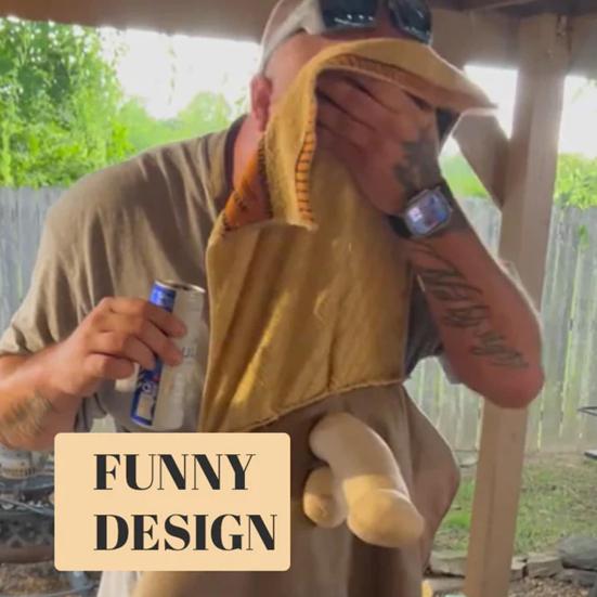 Men Chef Prank Apron with Surprise Pocket Adjustable Straps Kitchen Apron Fun White Elephant Gift for BBQ