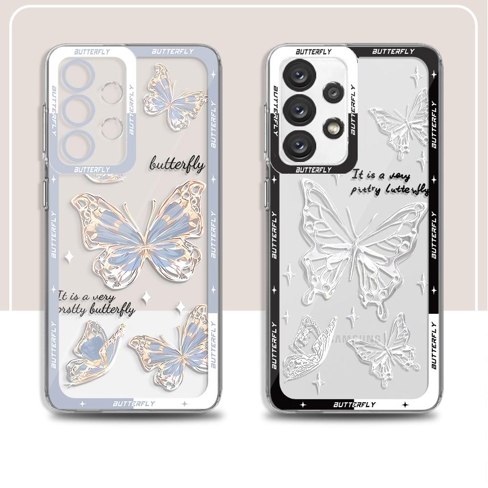 Capa Retro Butterfly Pattern Phone Case for Samsung Galaxy A23 A33 A24 A34 A13 A73 5G A14 4G A25 A54 A15 Cover Clear Silicone