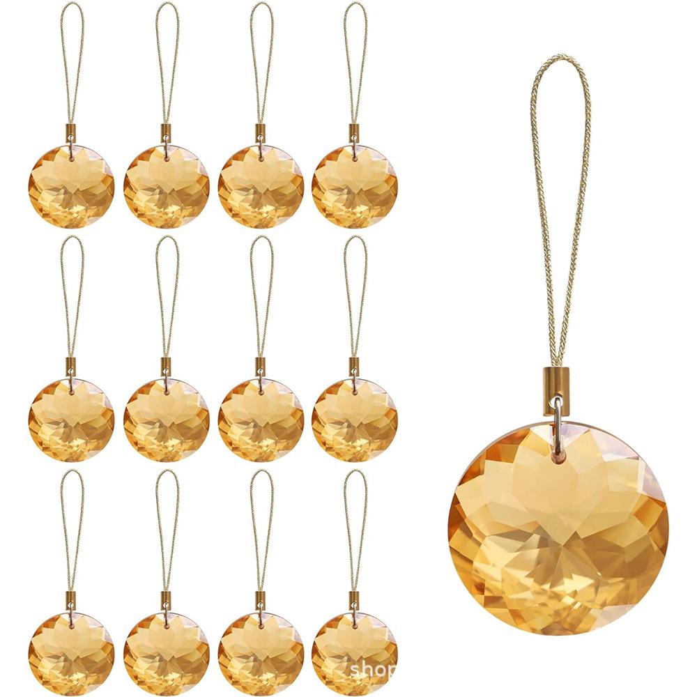 12pcs Round Crystal Balls Christmas Tree Decoration Festival Party Home Decoration Crystal Pendant Pendant