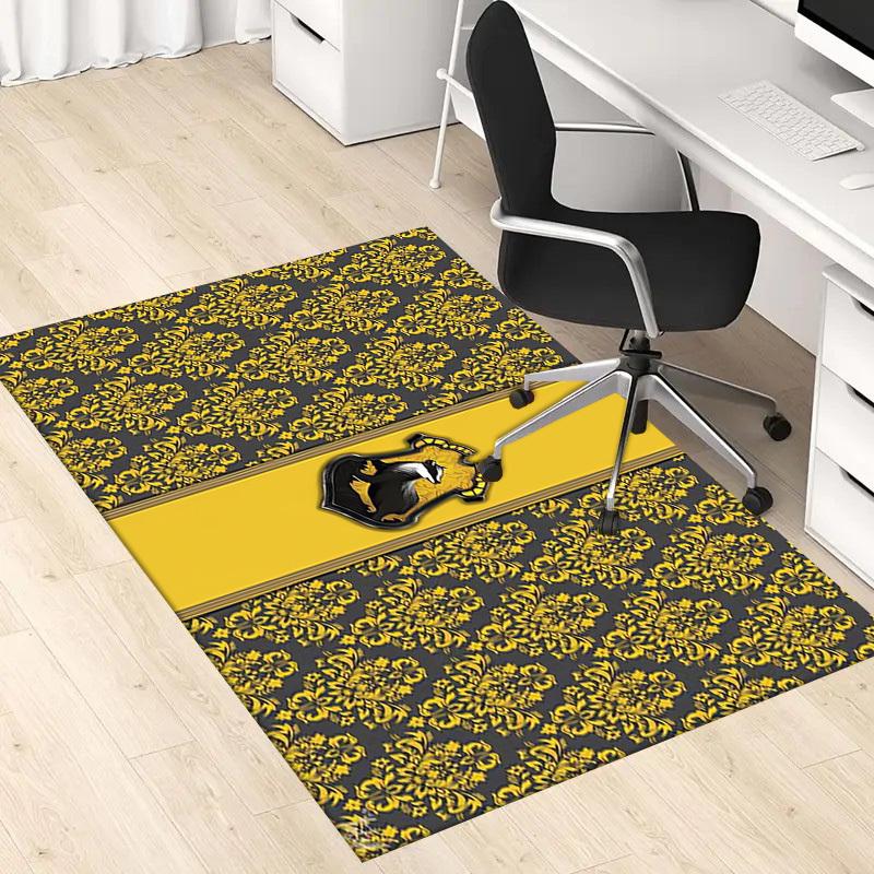 1pc Office Carpet Chair Mats Hufflepuff Crest Pattern Perfect for Office Chairs, Living Rooms, Or Bedrooms,Polyester Carpet.HDT100