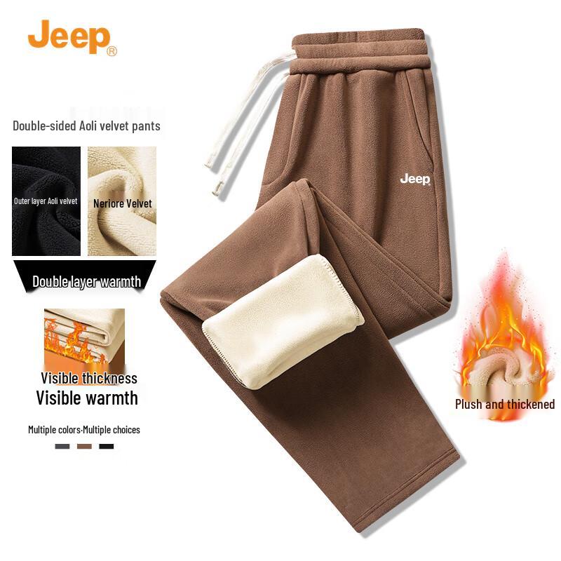 Jeep Мужские зимние прямые повседневные брюки на флисовой подкладке