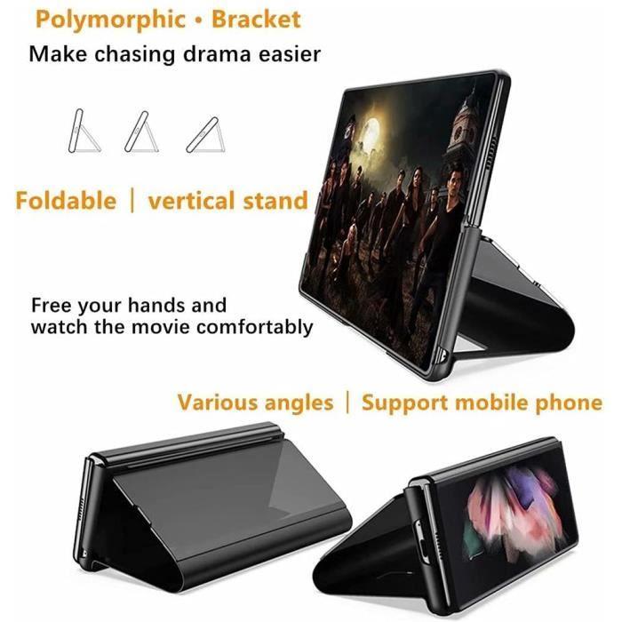 Coque pour Samsung Galaxy Z Fold 3 - BOOLING - Protection Antichoc Smart Case Clear View Noir
