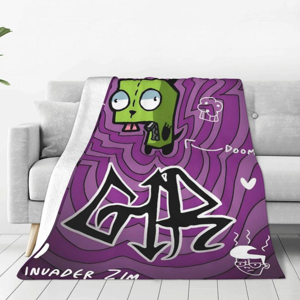 Персонализированные мультяшные одеяла I-Invader Z-Zim, теплые фланелевые пледы для дома, спальни, дивана