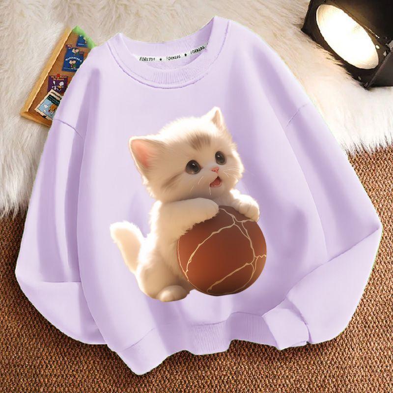 Cute Cat Hoodies for Children In Autumn and Winter, Casual Long-sleeved Round-neck Hoodies for Boys and Girls