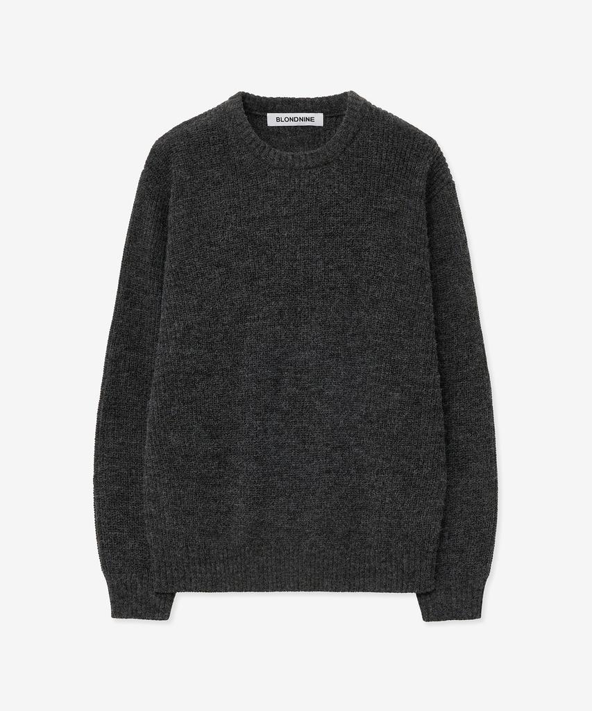 BLOND9 Crew Neck Rib Knit Sweater_Charcoal (Type B)