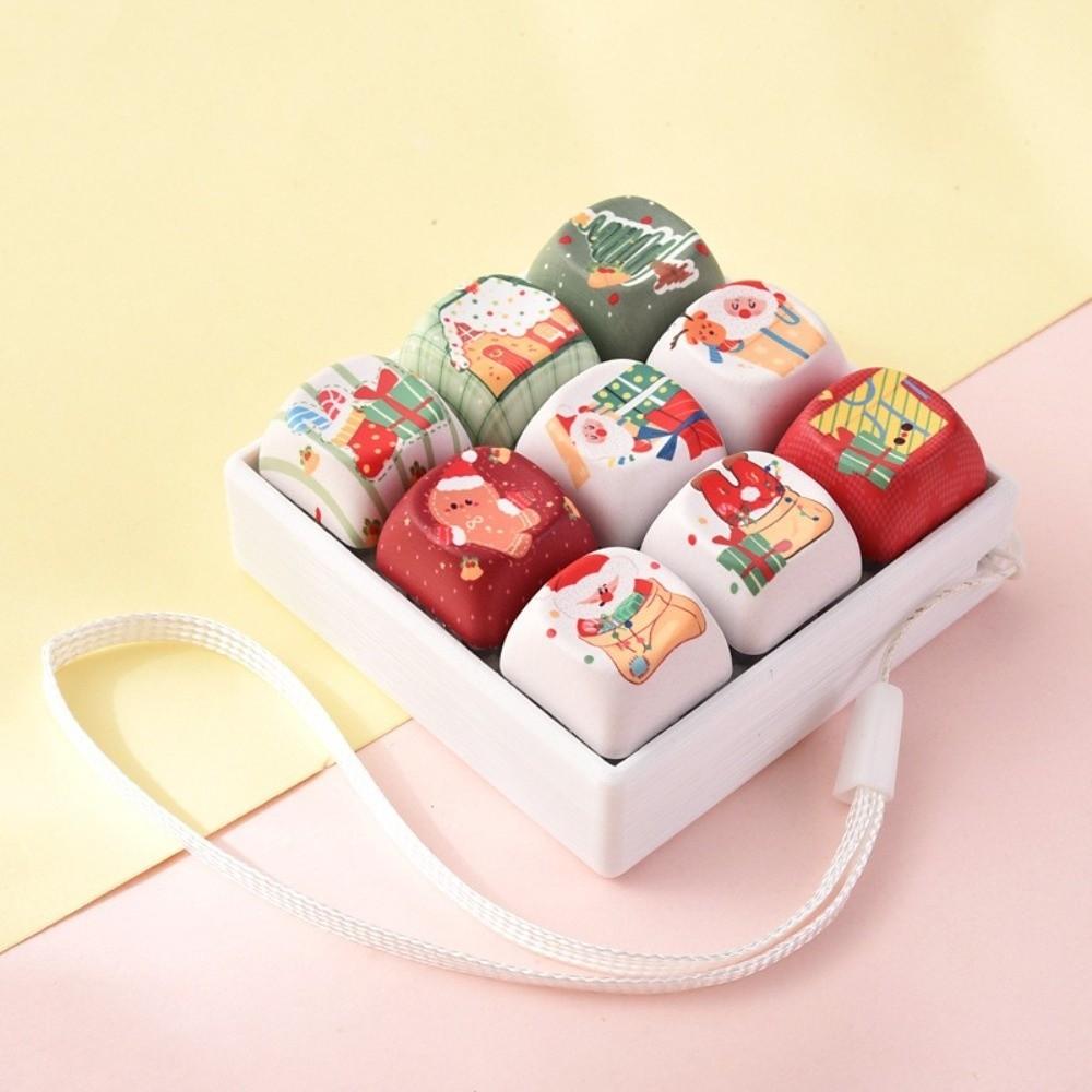 Creative Keycap Fidget Keychain 9-Key Keyboard Clicker Toy Keyring Bag Decoration
