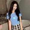 New Summer Internet Celebrity Couple Outfit Reflective Butterfly Short-sleeved T-shirt for Women Short Student Top