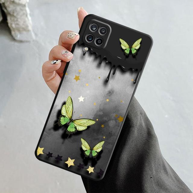 Чехол для Samsung Galaxy A70 A70s A50 A30s A04s A20s A20e A02 A02s A03 A42 M52 M31 M04, блестящий эстетический чехол с бабочкой и розой