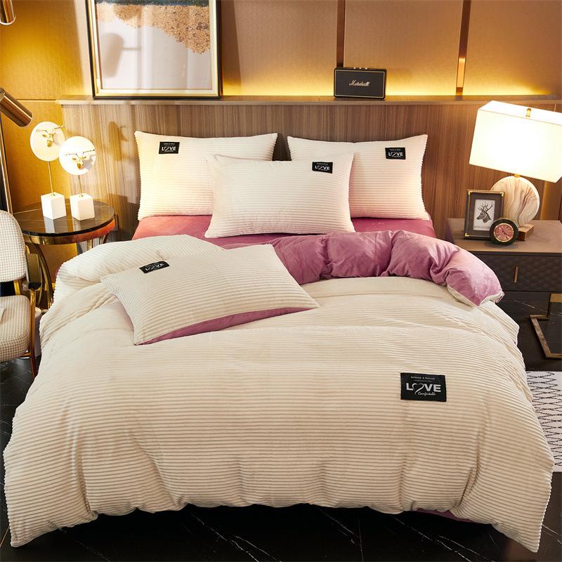 Four-Piece Winter Rabbit Velvet Bedding Set: Flannel Duvet & Warm Thickened Quilt Covers
