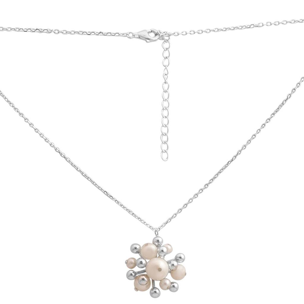 Серебряное колье с натуральным жемчугом, вес изделия 8,07 гр (2185208)