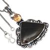 Pendant Polygram Jasper Citrine Quartz Gemstone Silver Jewelry 2"