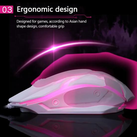 USB Wired Gaming Mouse LED RGB Ergonomic 1200DPI 3 Buttons High Precision Mute Desktop Computer Office Optical Mouse PC Accessories