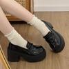 Japanese Jk Platform Thick Heel Black One-pedal Loafers French Retro High Heels Women's 2025 Autumn New Models