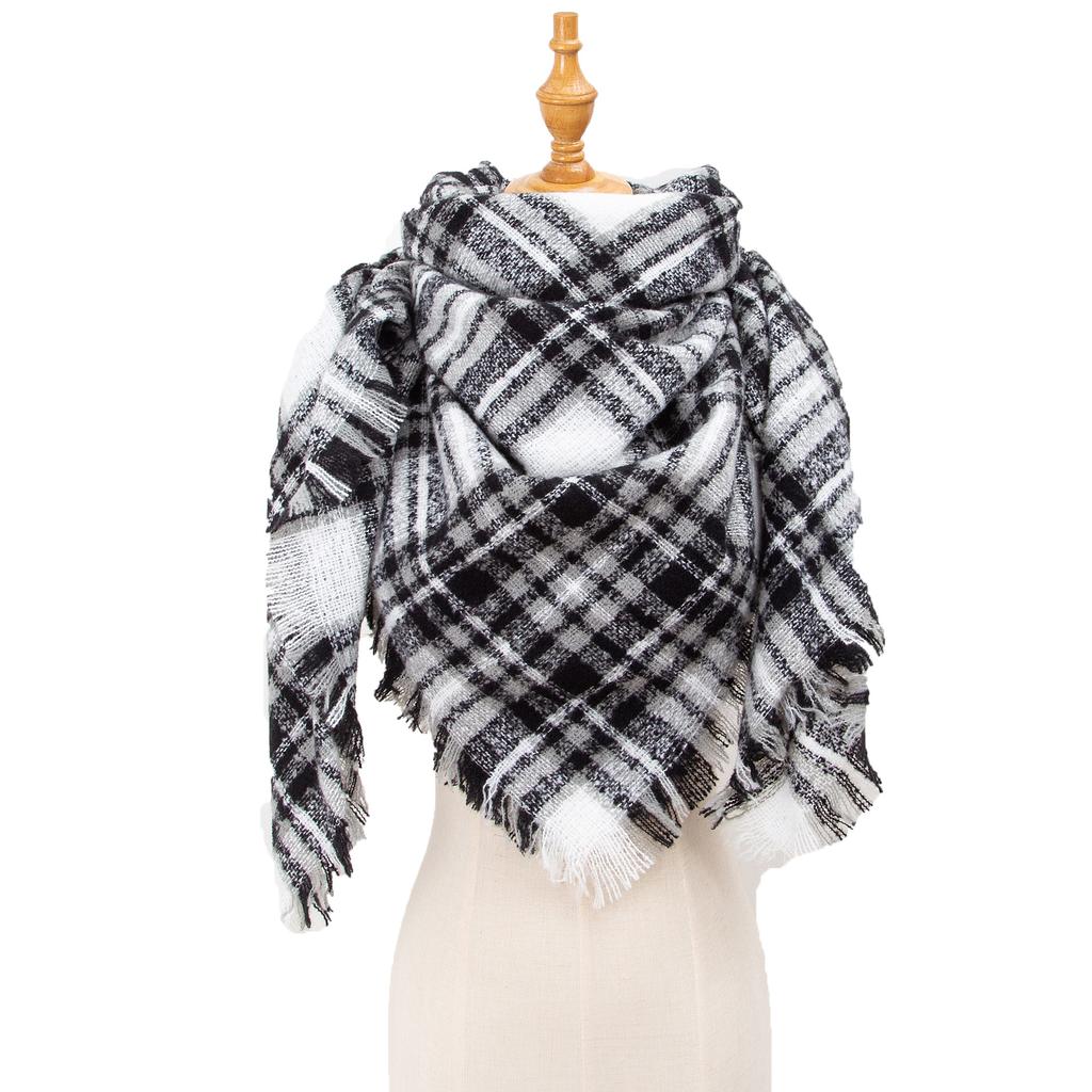 Spring Autumn Winter Shawl Ladies Plaid Triangle Scarf
