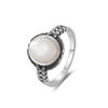 Винтажное кольцо из стерлингового серебра S с натуральным лунным камнем, овальное 8*10 мм, простое кольцо с черными завитками, подарки для вечеринок, изысканные украшения для женщин и мужчин