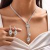 3PC Women's Fashion Trend Claw Chain Water Drop Necklace Earrings Zircon Set Wedding Banquet Party Holiday Gift