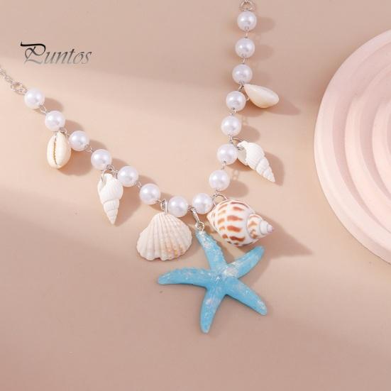 Ожерелье в виде морской звезды, потрясающее ожерелье из искусственного жемчуга, универсальные пляжные украшения, модное минималистичное ожерелье тонкой работы