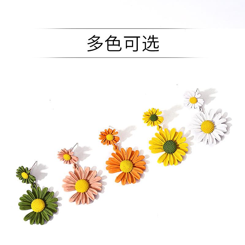 Серьги женские S925 серебряная игла GD Kwon Ji-yong маленькая ромашка модные универсальные с цветком простые с характером темпераментные