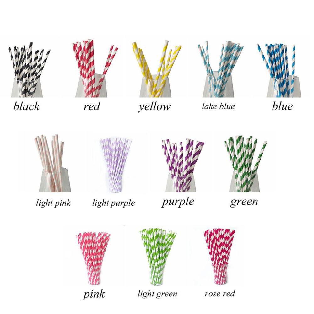 Colorful Stripe Pattern Drinking Accessories Paper Drinking Straws Disposable Straws Party Supplies
