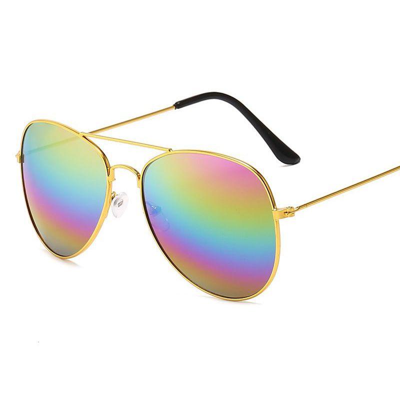 Винтажные солнцезащитные очки оверсайз с зеркальными линзами для женщин и мужчин с металлической оправой