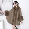 Autumn and Winter Women's Hair Collar Shawl Cape Large Size Knitted Cardigan Loose Jacket